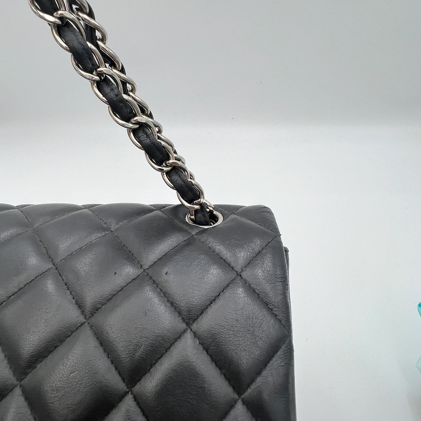 Classic Flap Maxi Black Shoulder Bag in Lambskin, Silver hardware
