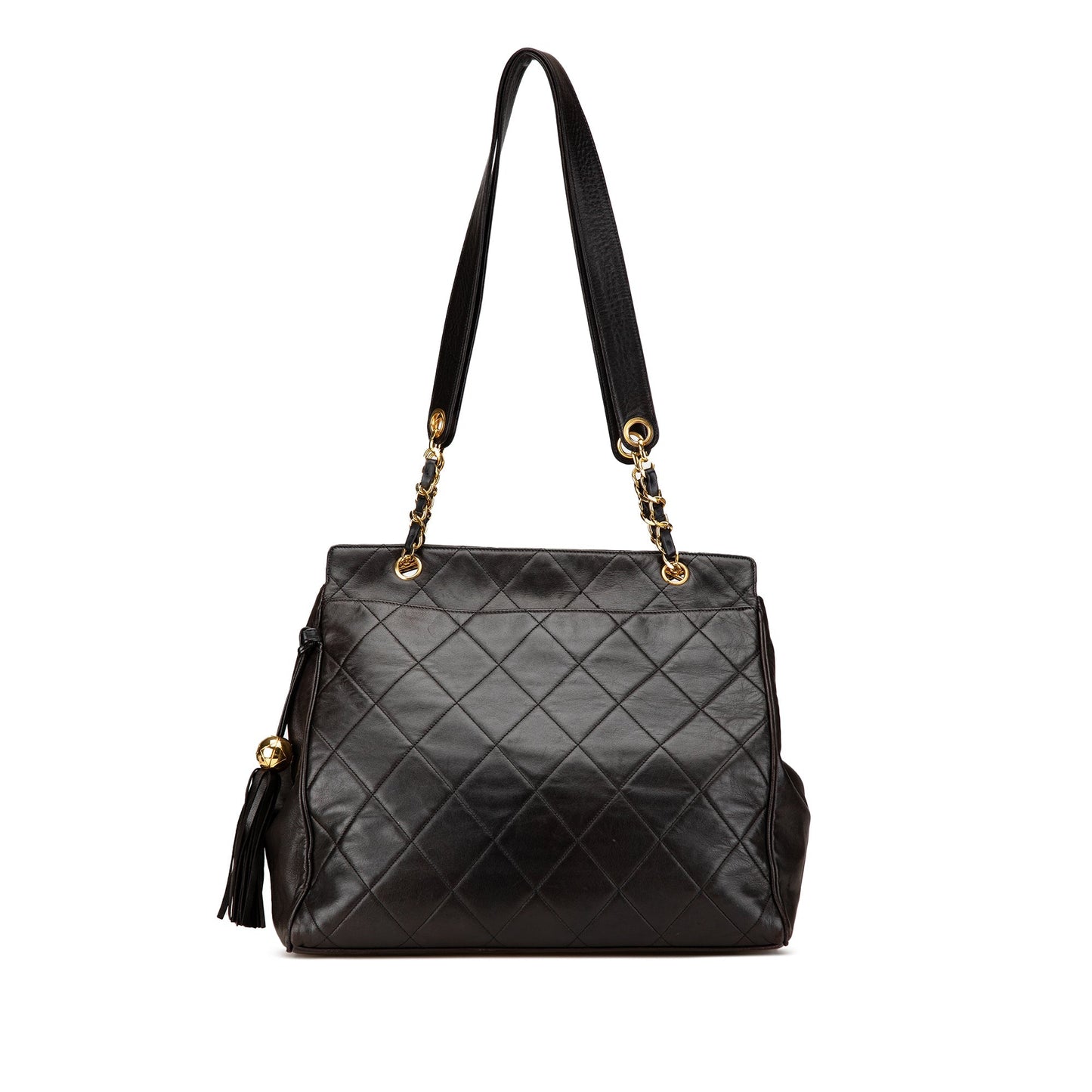 Black Chanel Quilted Lambskin Tassel Chain Shoulder Bag