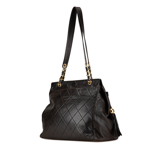 Black Chanel Quilted Lambskin Tassel Chain Shoulder Bag