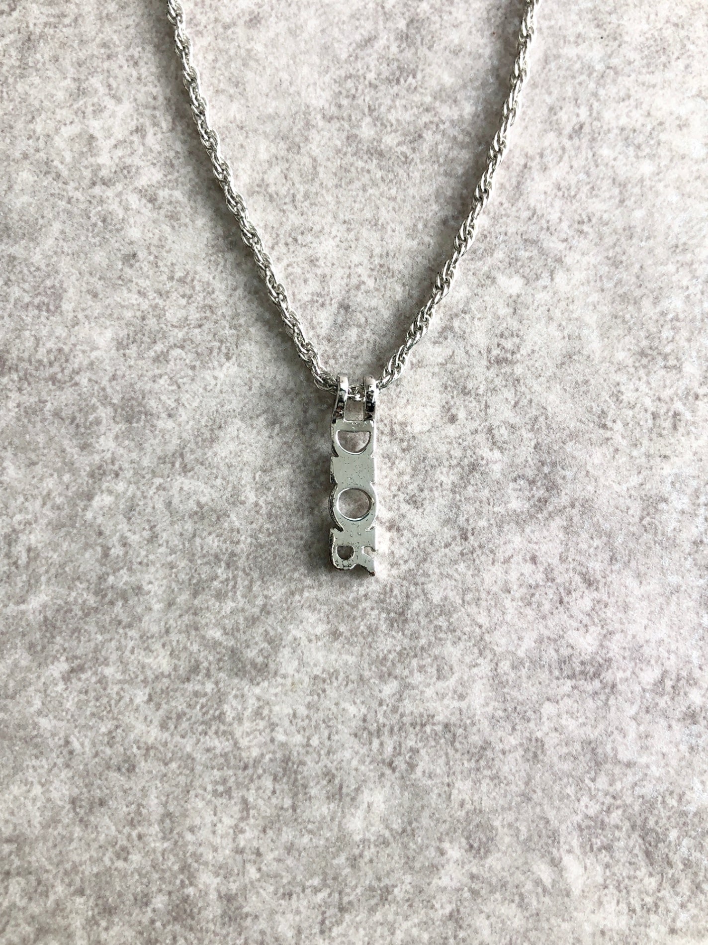Christian Dior Dior Logo Necklace Silver Vintage 6fz52n