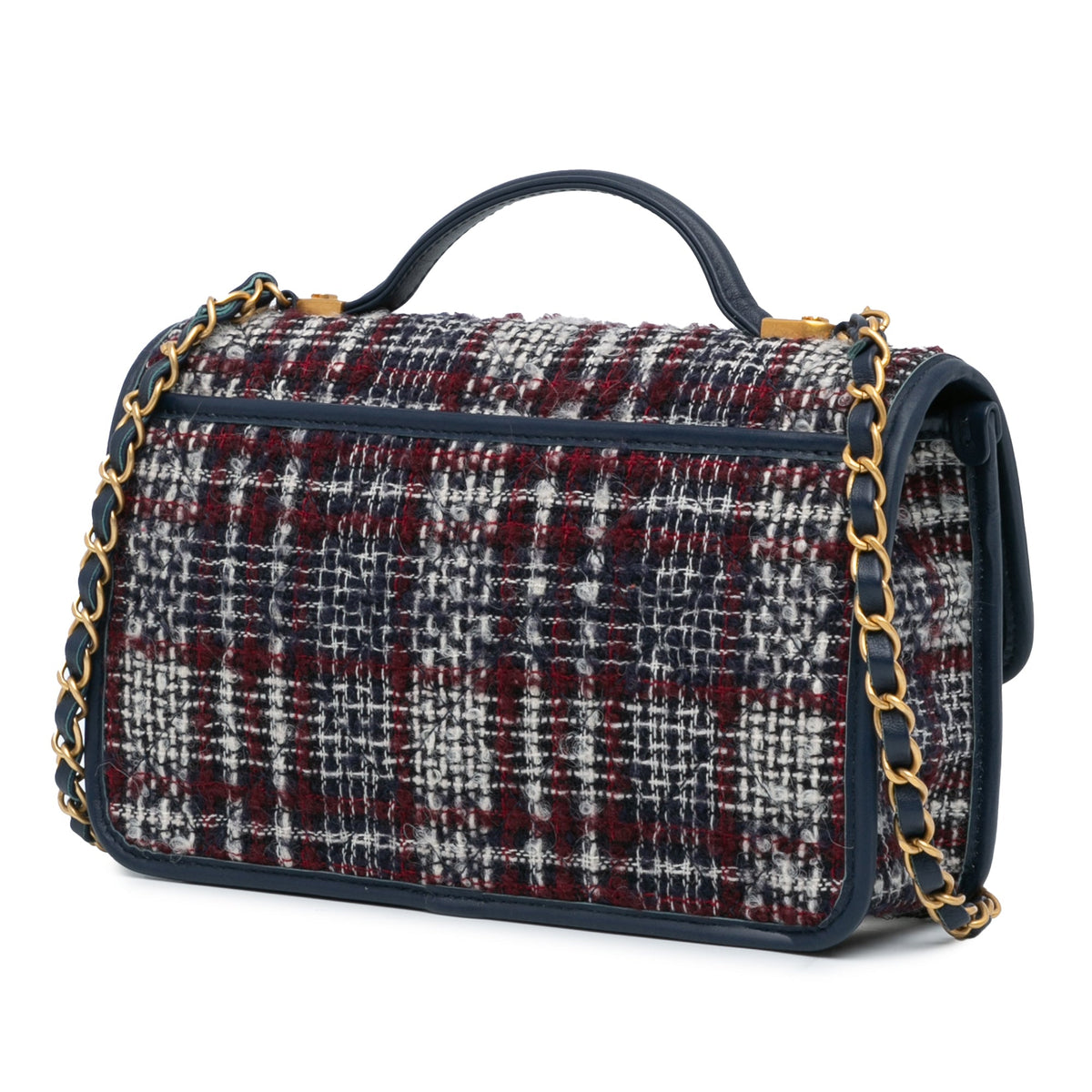 Multicolor Chanel Small Tweed School Memory Top Handle Flap Satchel
