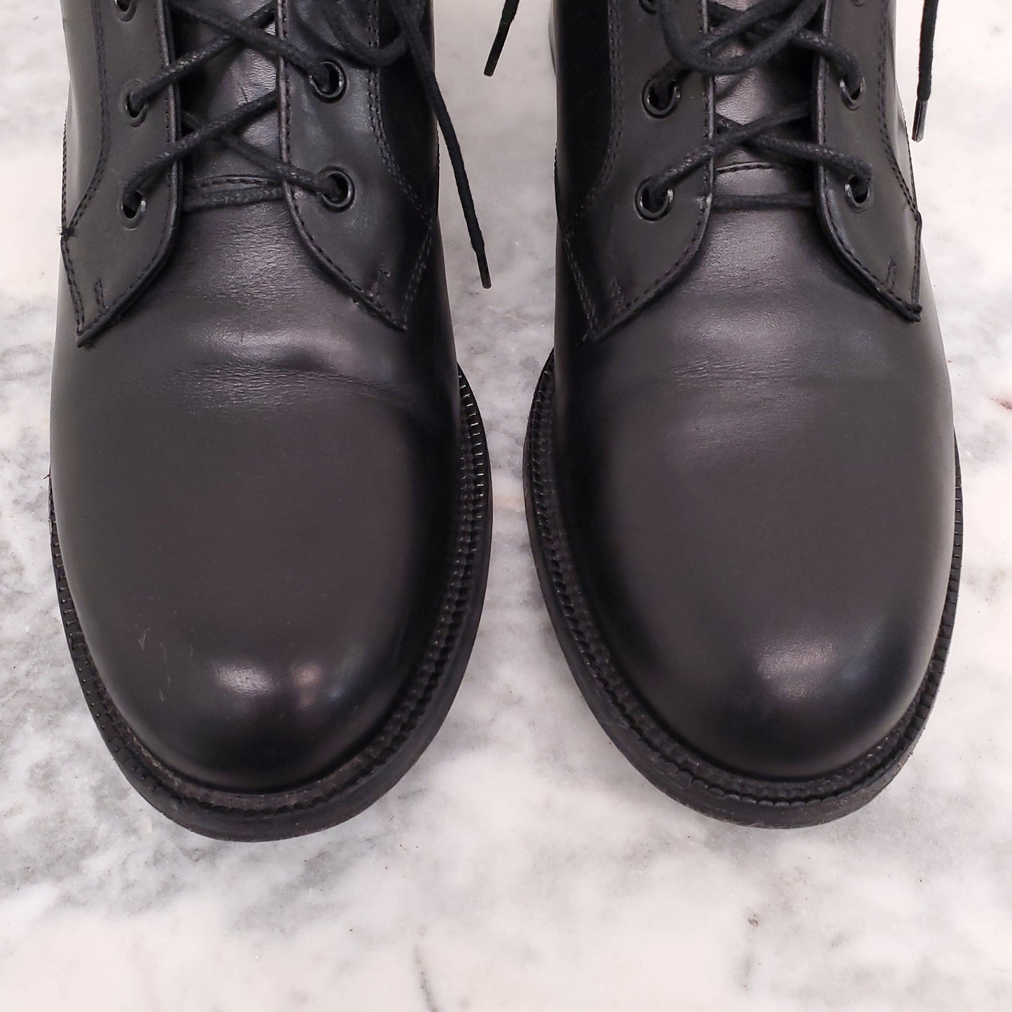 SAINT LAURENT BLACK LACE UP BOOTS - SIZE 38.5