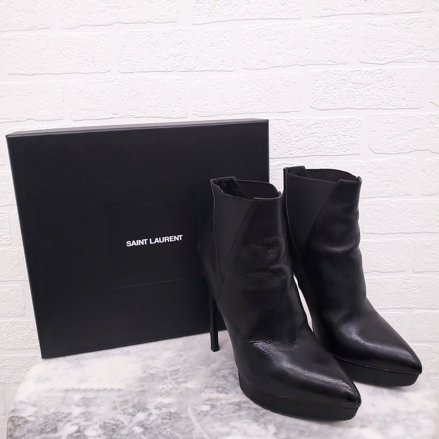 SAINT LAURENT BLACK PLATFORM BOOTIES - SIZE 37