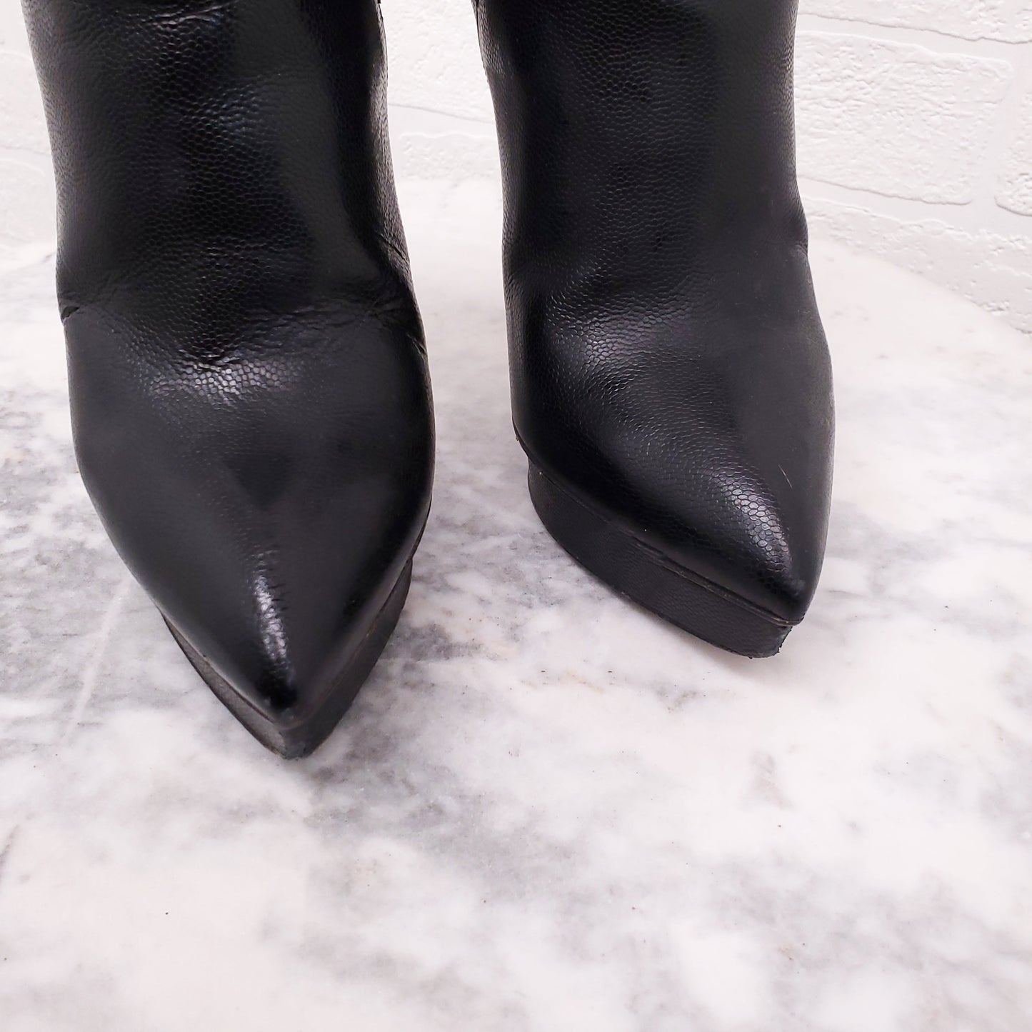 SAINT LAURENT BLACK PLATFORM BOOTIES - SIZE 37