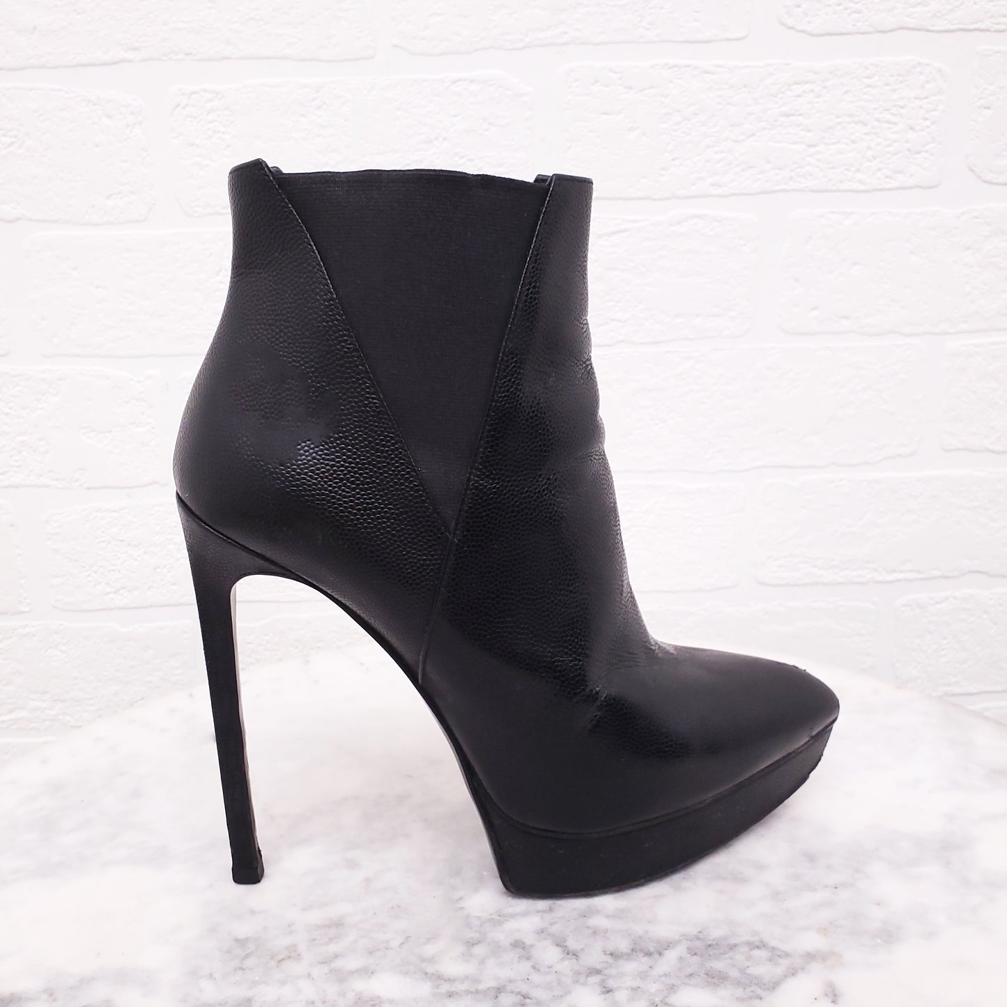 SAINT LAURENT BLACK PLATFORM BOOTIES - SIZE 37