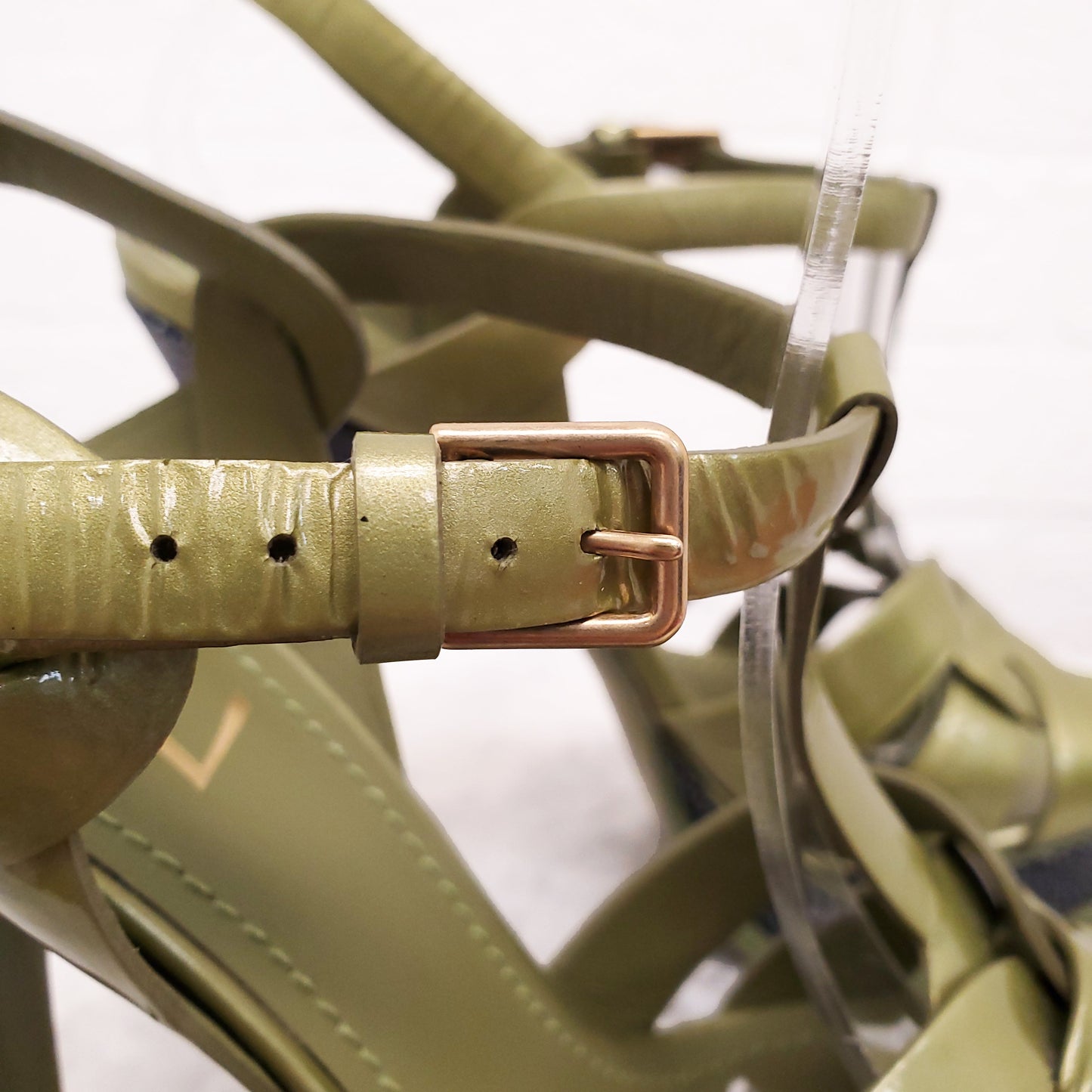 SAINT LAURENT GREEN PATENT TRIBUTE HEELS - SIZE 39.5