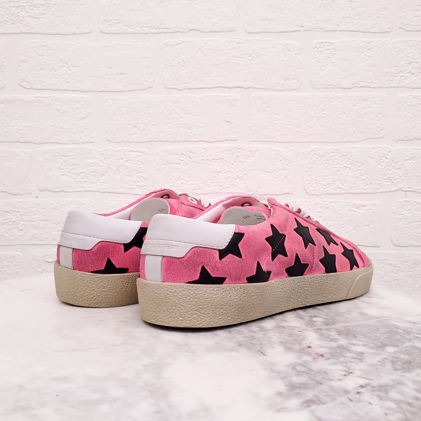 SAINT LAURENT PINK SUEDE SNEAKERS WITH STARS - SIZE 41