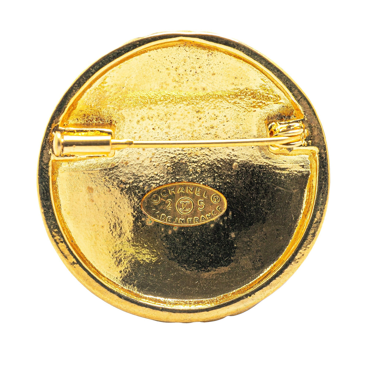 Gold Chanel Gold Plated CC Quilted Brooch