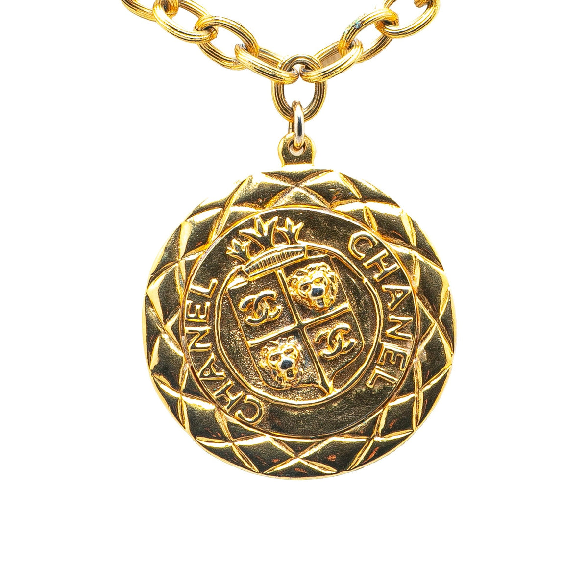 Gold Chanel Gold Plated Medallion Pendant Necklace