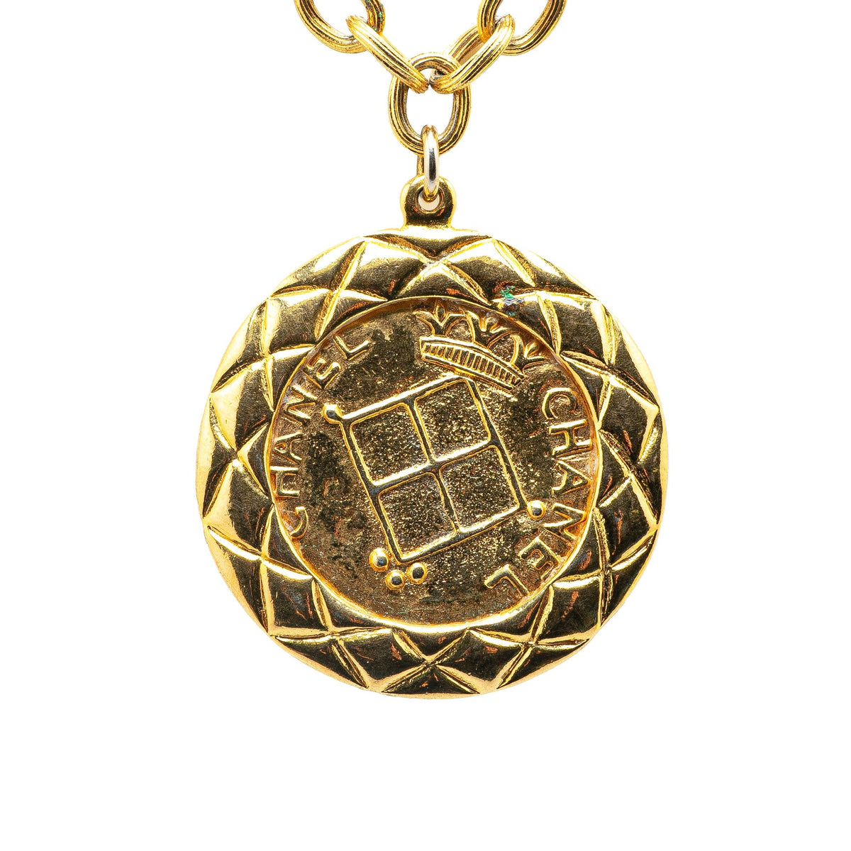 Gold Chanel Gold Plated Medallion Pendant Necklace