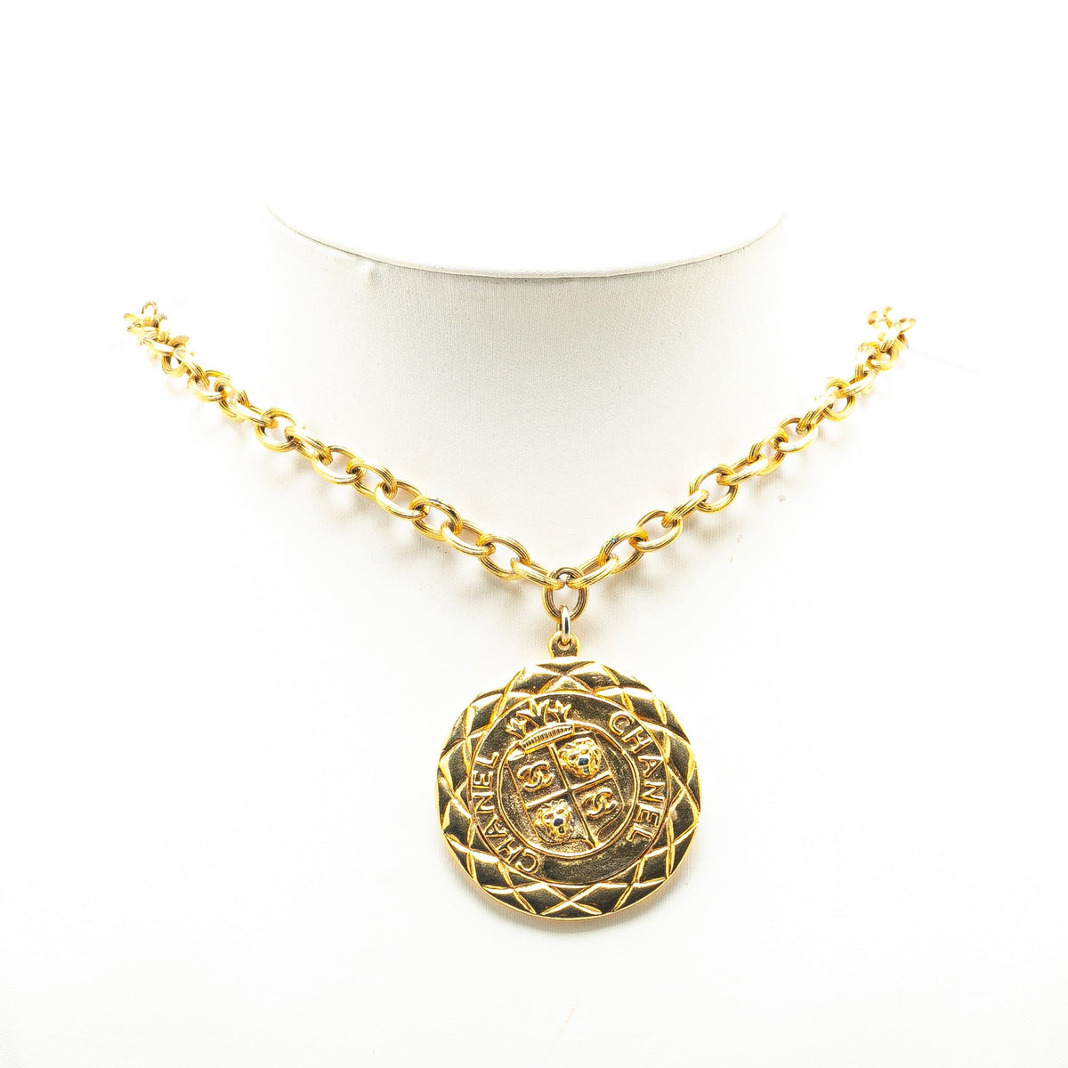 Gold Chanel Gold Plated Medallion Pendant Necklace
