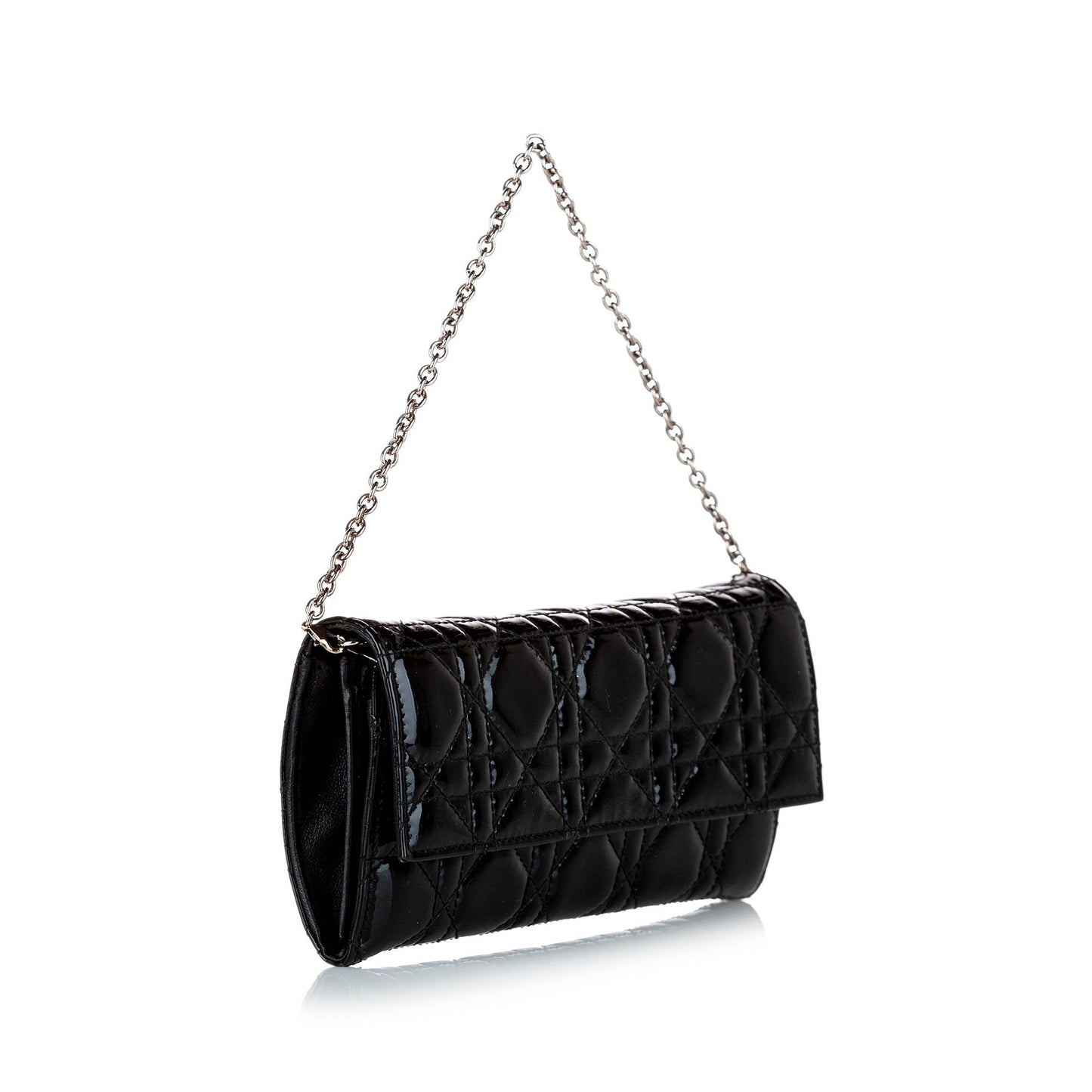 Dior Cannage Patent Leather Chain Flap Black