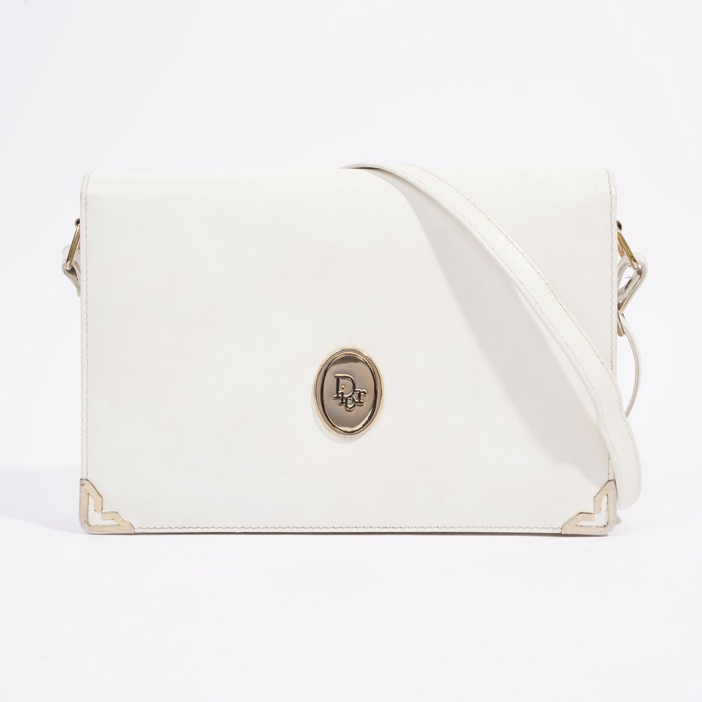 Christian Dior Vintage Shoulder Bag White Leather