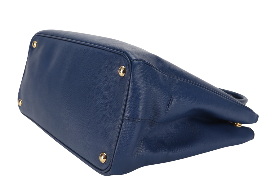 PRADA LARGE GALLERIA DOUBLE ZIP TOTE BLUE SAFFIANO LUX LEATHER GOLD HARDWARE S-N 25 WITH DUST COVER , NO CARD
