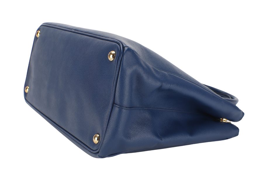 PRADA LARGE GALLERIA DOUBLE ZIP TOTE BLUE SAFFIANO LUX LEATHER GOLD HARDWARE S-N 25 WITH DUST COVER , NO CARD