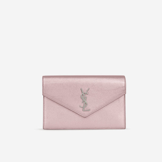 Saint Laurent Saint Laurent - Uptown Wallet on Chain - Metallic Pink Calfskin SHW -