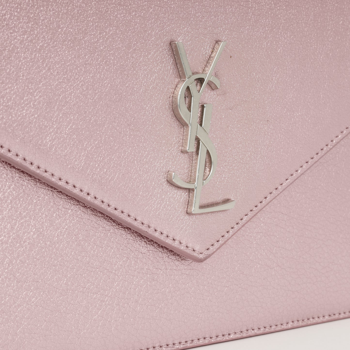 Saint Laurent Saint Laurent - Uptown Wallet on Chain - Metallic Pink Calfskin SHW -