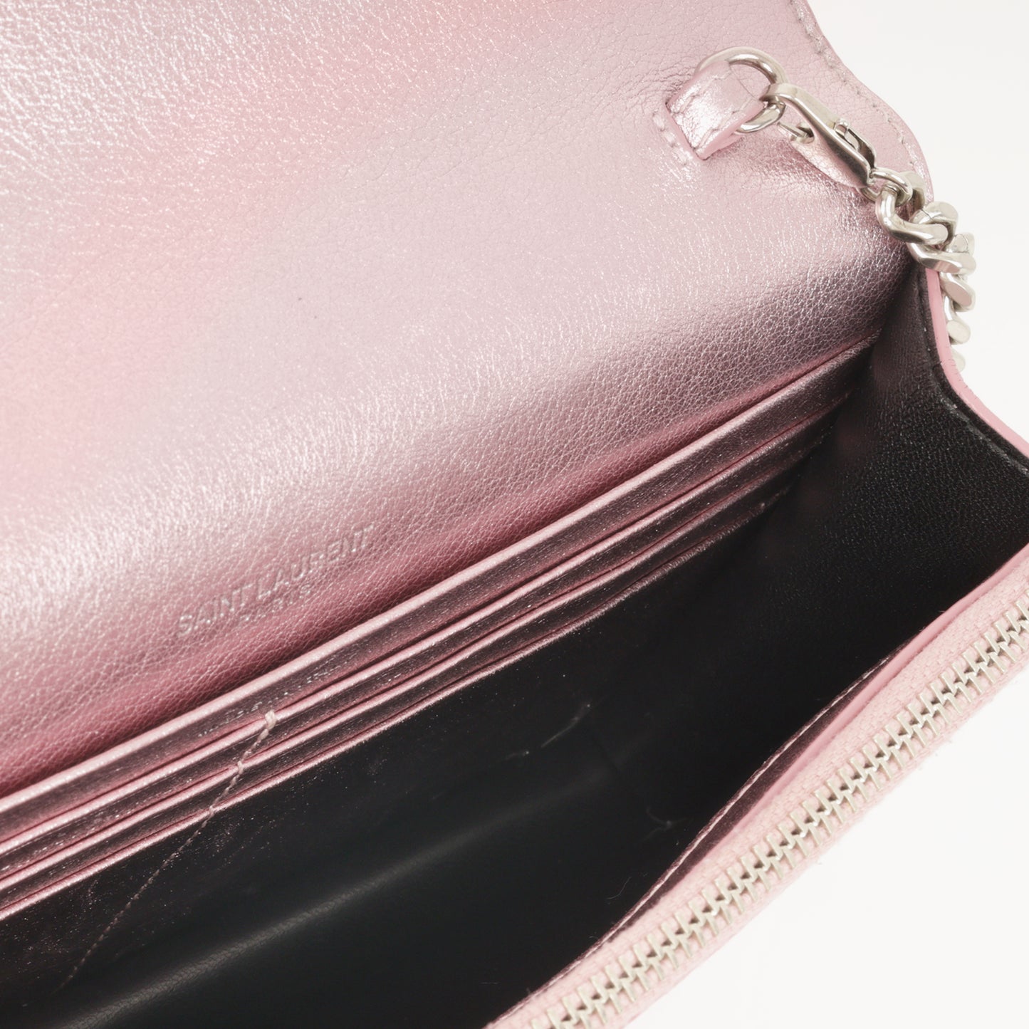 Saint Laurent Saint Laurent - Uptown Wallet on Chain - Metallic Pink Calfskin SHW -
