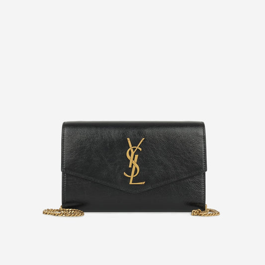 Saint Laurent - Uptown Chain Wallet - Black Calfskin GHW -