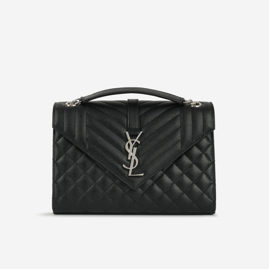 Saint Laurent - Medium Envelope - Black Grained SHW -