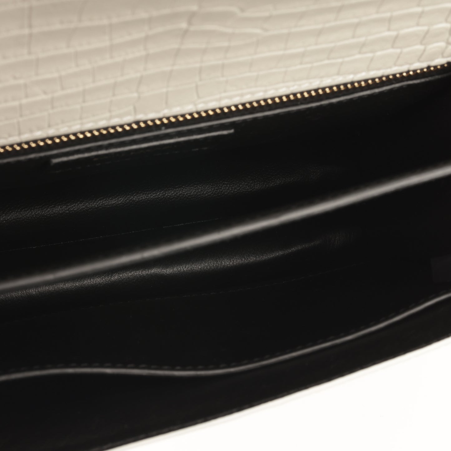 Saint Laurent - Cassandra Medium Chain Bag - Off White Crocodile Embossed GHW -