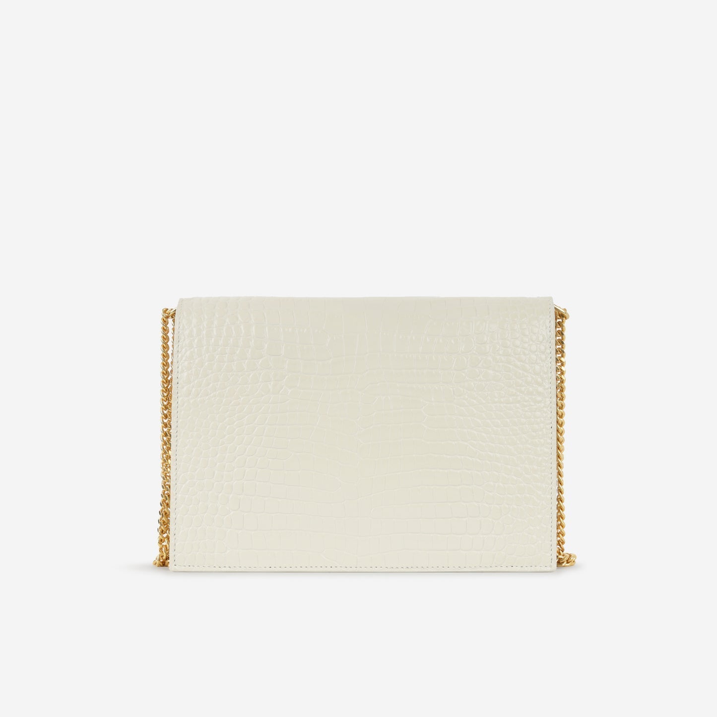 Saint Laurent - Cassandra Medium Chain Bag - Off White Crocodile Embossed GHW -