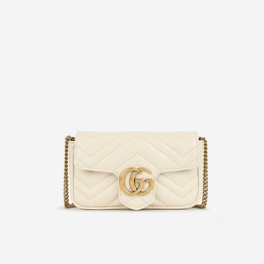 Gucci - Super Mini Marmont Bag - White Calfskin GHW -