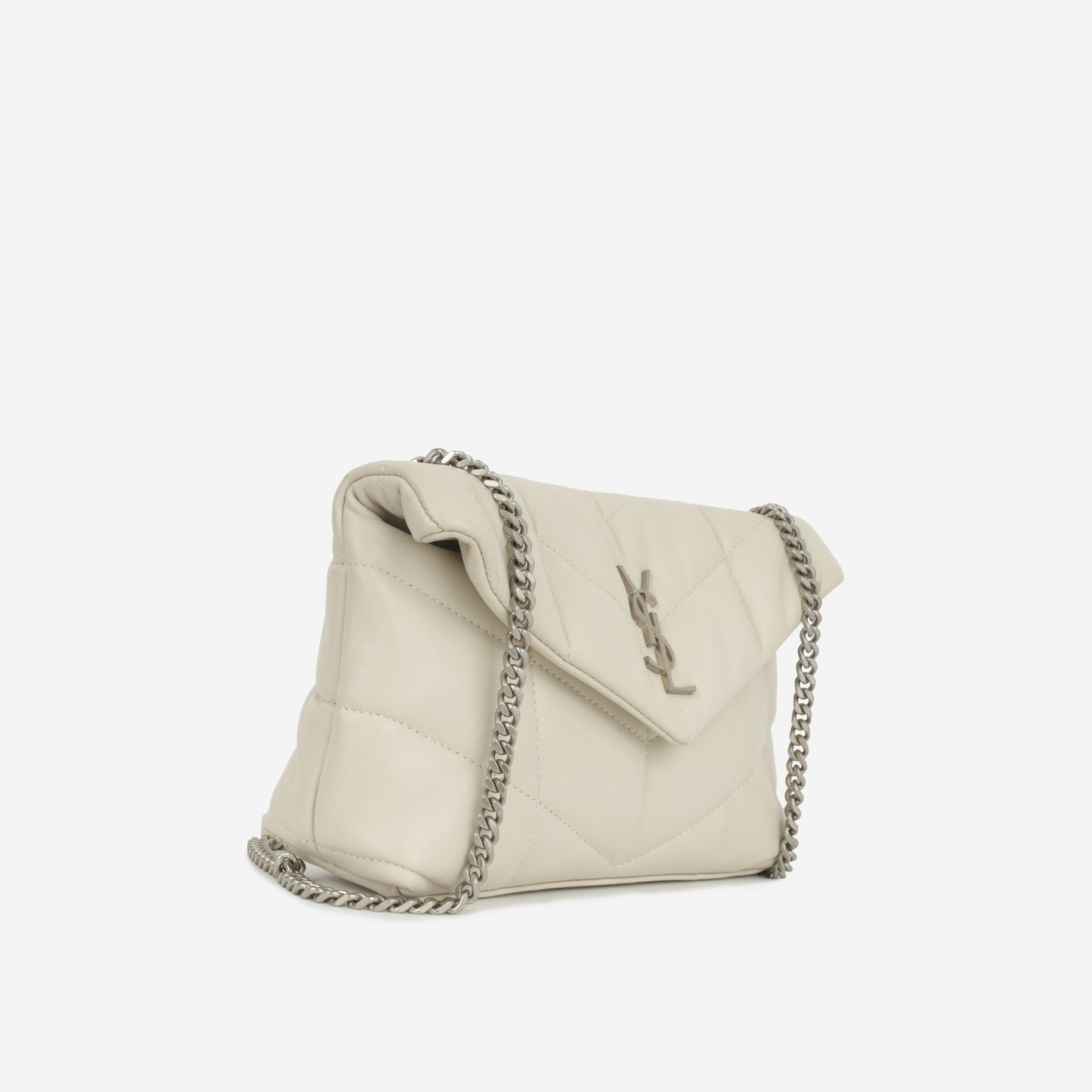 Saint Laurent - Mini Lou Puffer Bag - Blanc Vintage SHW -