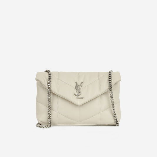 Saint Laurent - Mini Lou Puffer Bag - Blanc Vintage SHW -