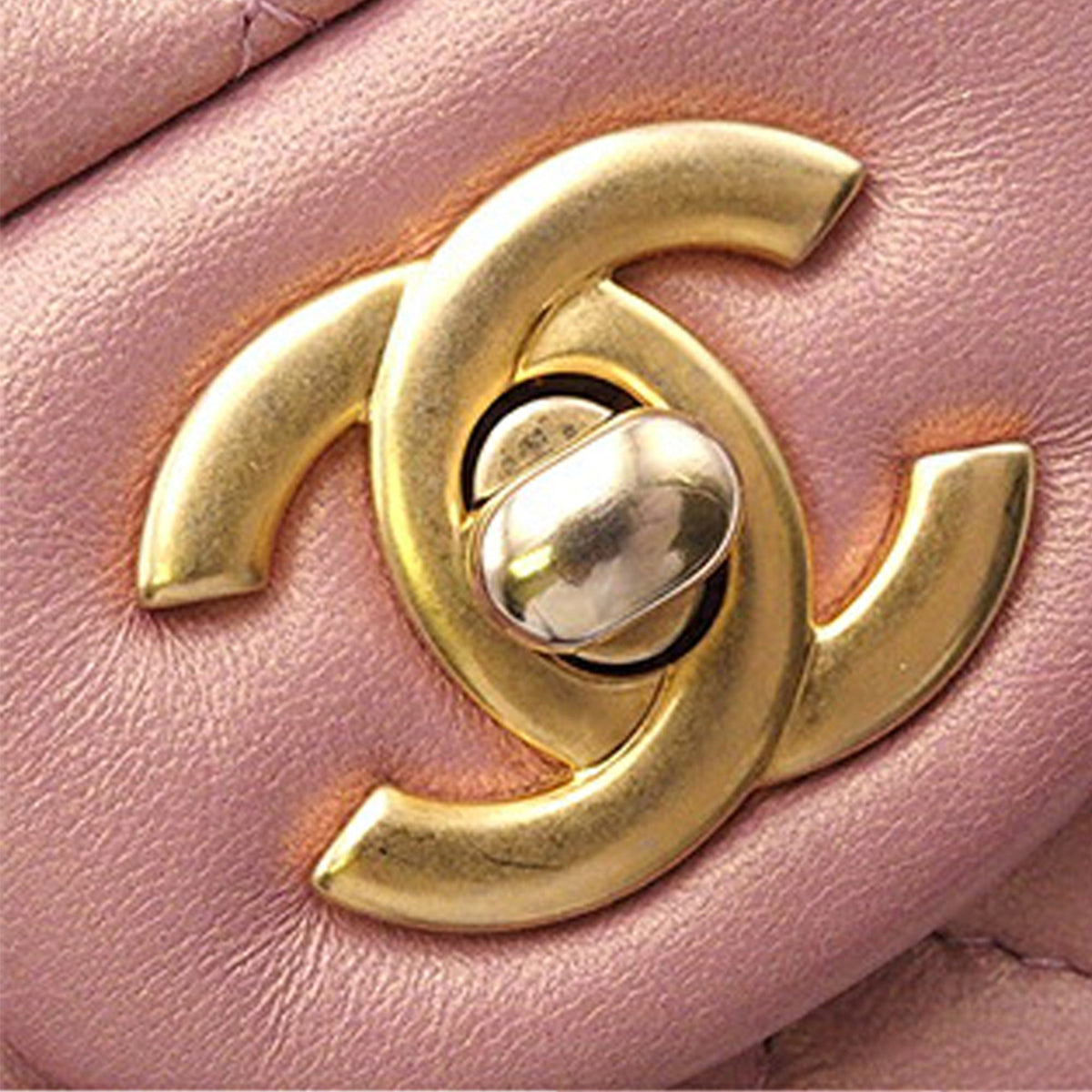 Pink Chanel Mini Rectangular Iridescent Lambskin Top Handle Flap Satchel