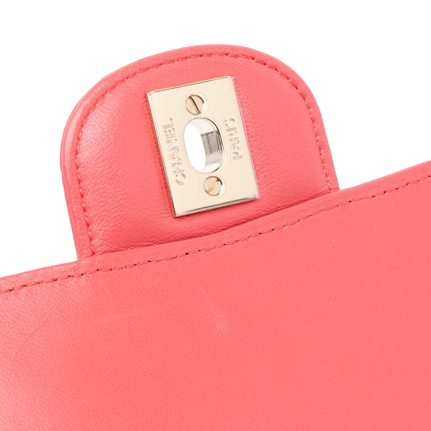Pink Chanel Medium Classic Chevron Lambskin Double Flap Shoulder Bag