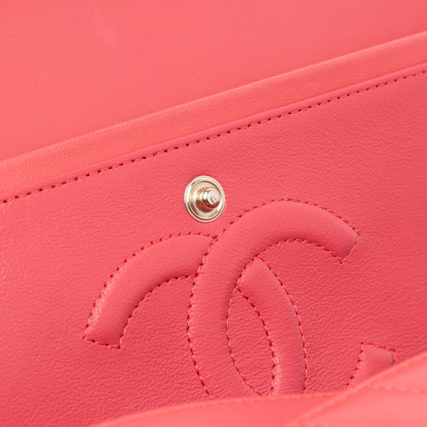 Pink Chanel Medium Classic Chevron Lambskin Double Flap Shoulder Bag