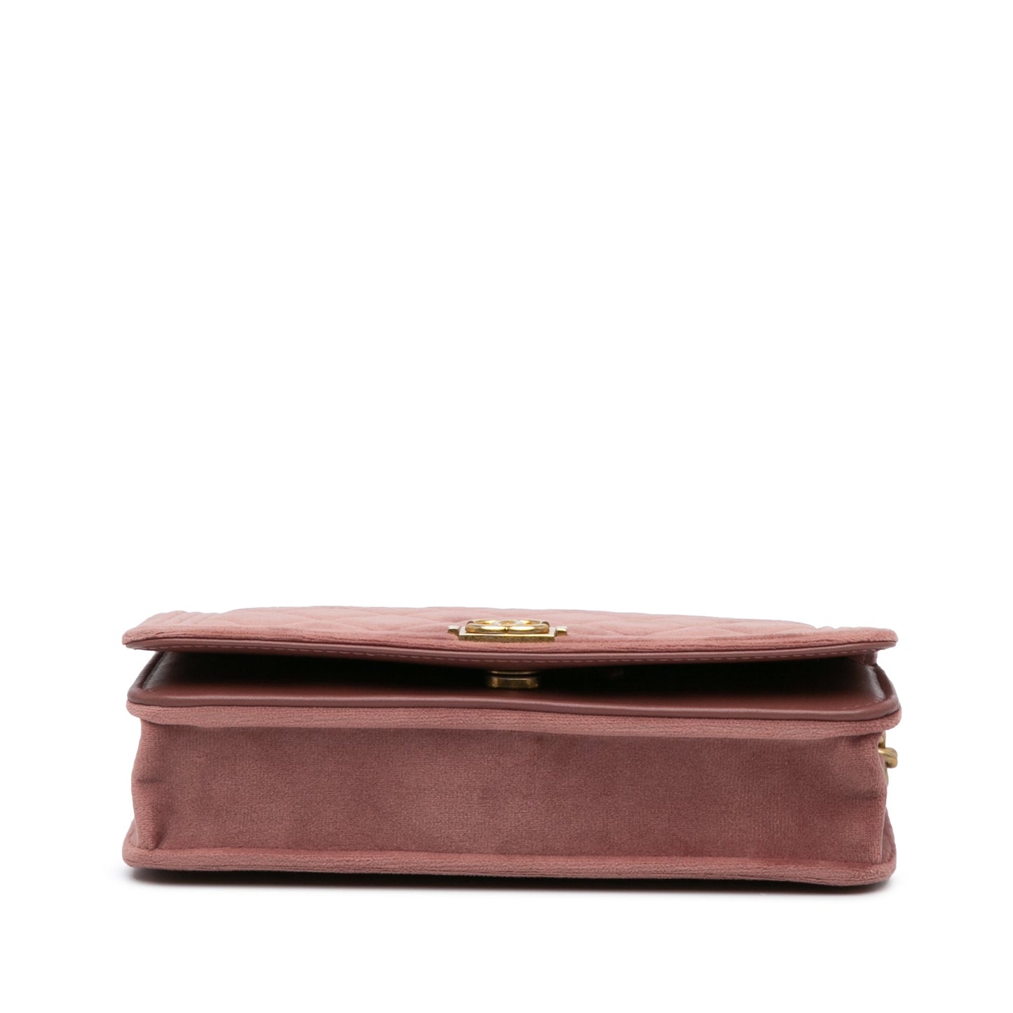 Pink Chanel Velvet Boy Wallet On Chain Crossbody Bag