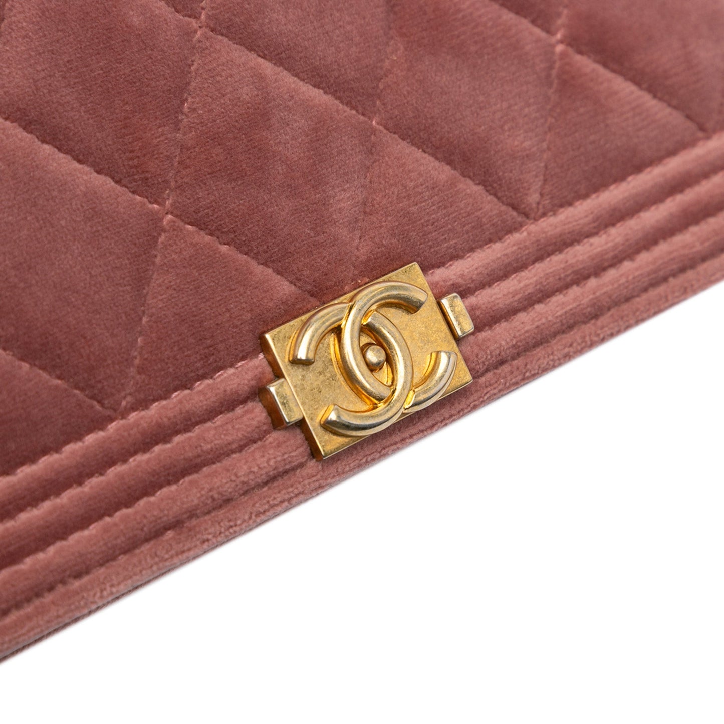 Pink Chanel Velvet Boy Wallet On Chain Crossbody Bag