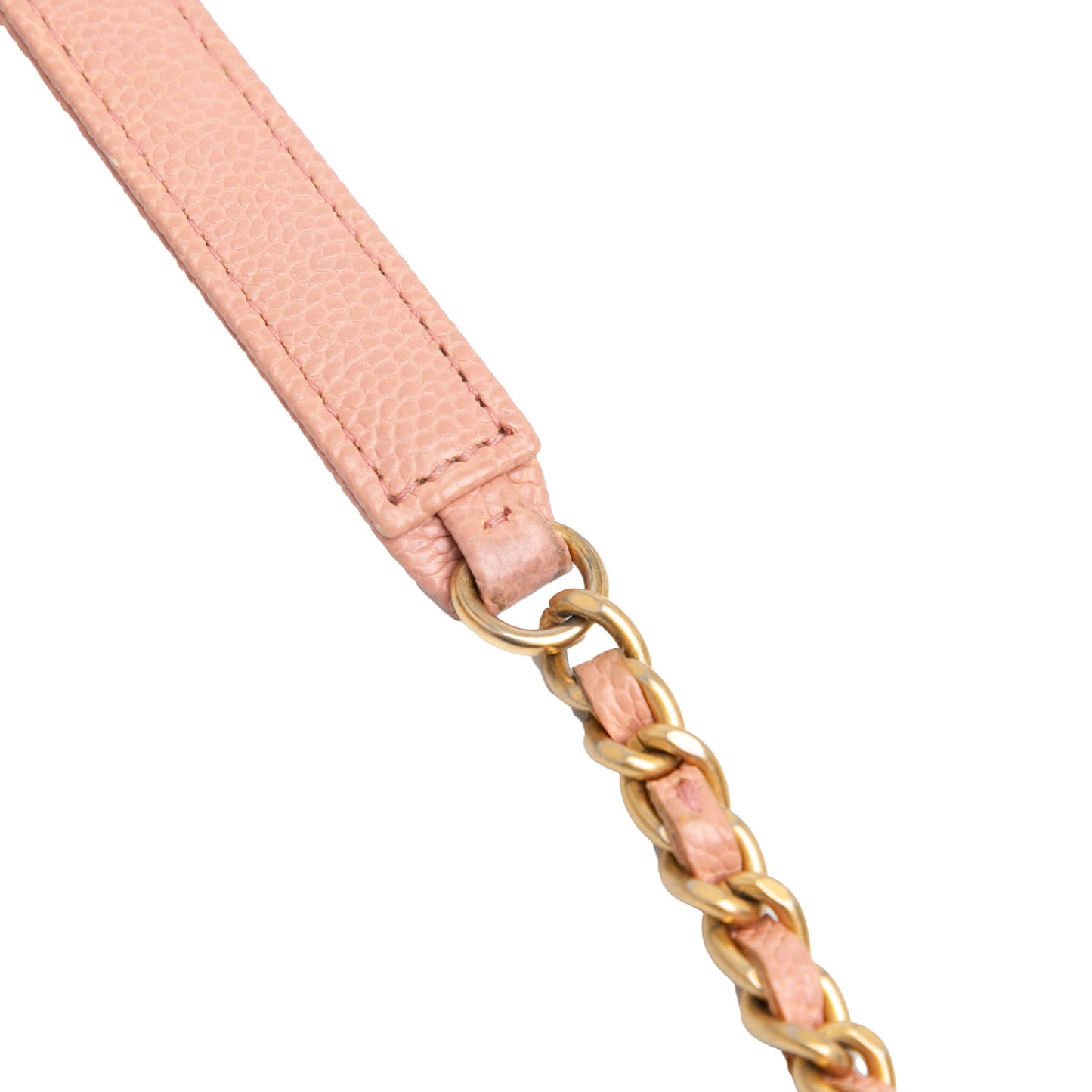 Pink Chanel Quilted Caviar Square Boy Wallet On Chain Crossbody Bag
