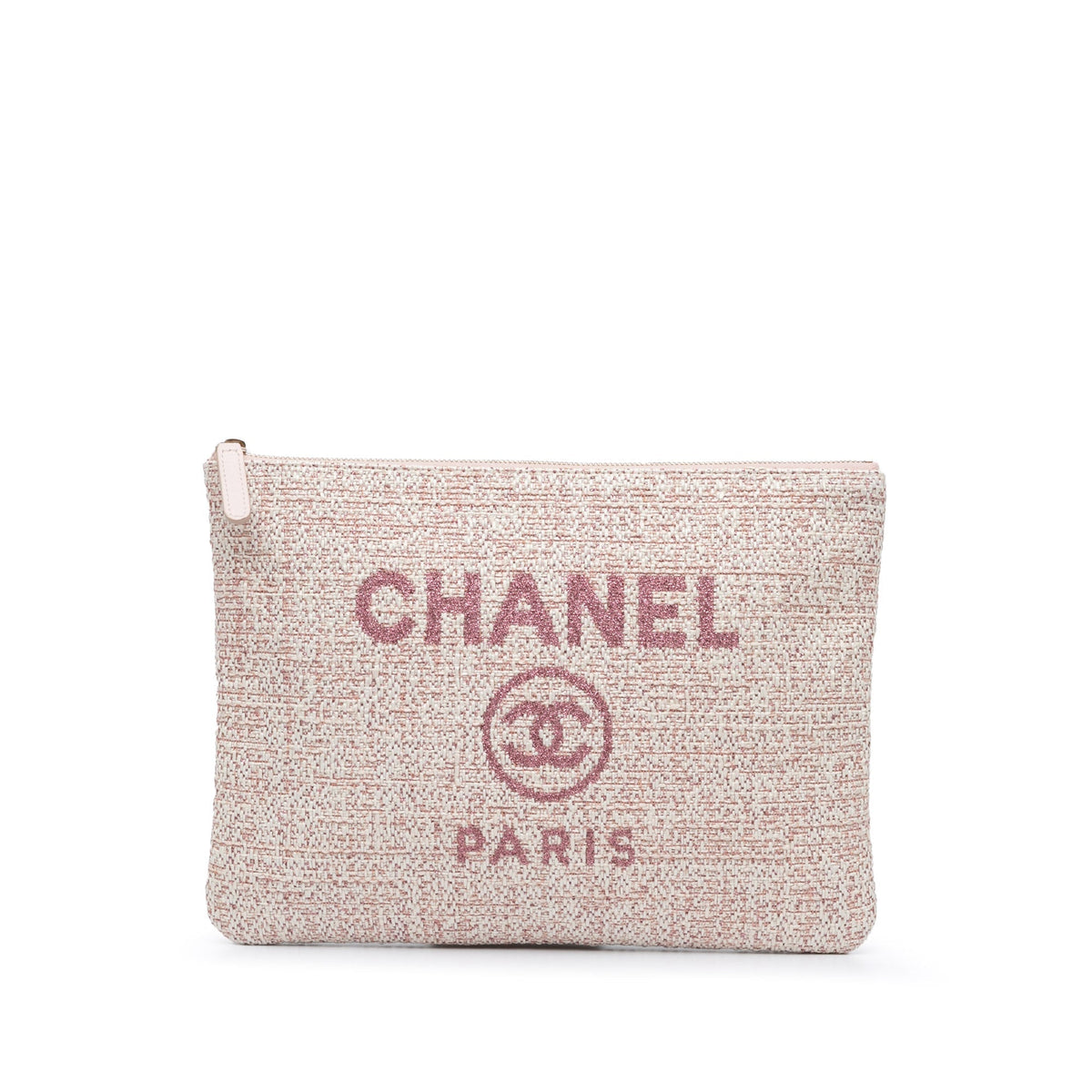 Pink Chanel Medium Tweed Deauville O Case Clutch Bag
