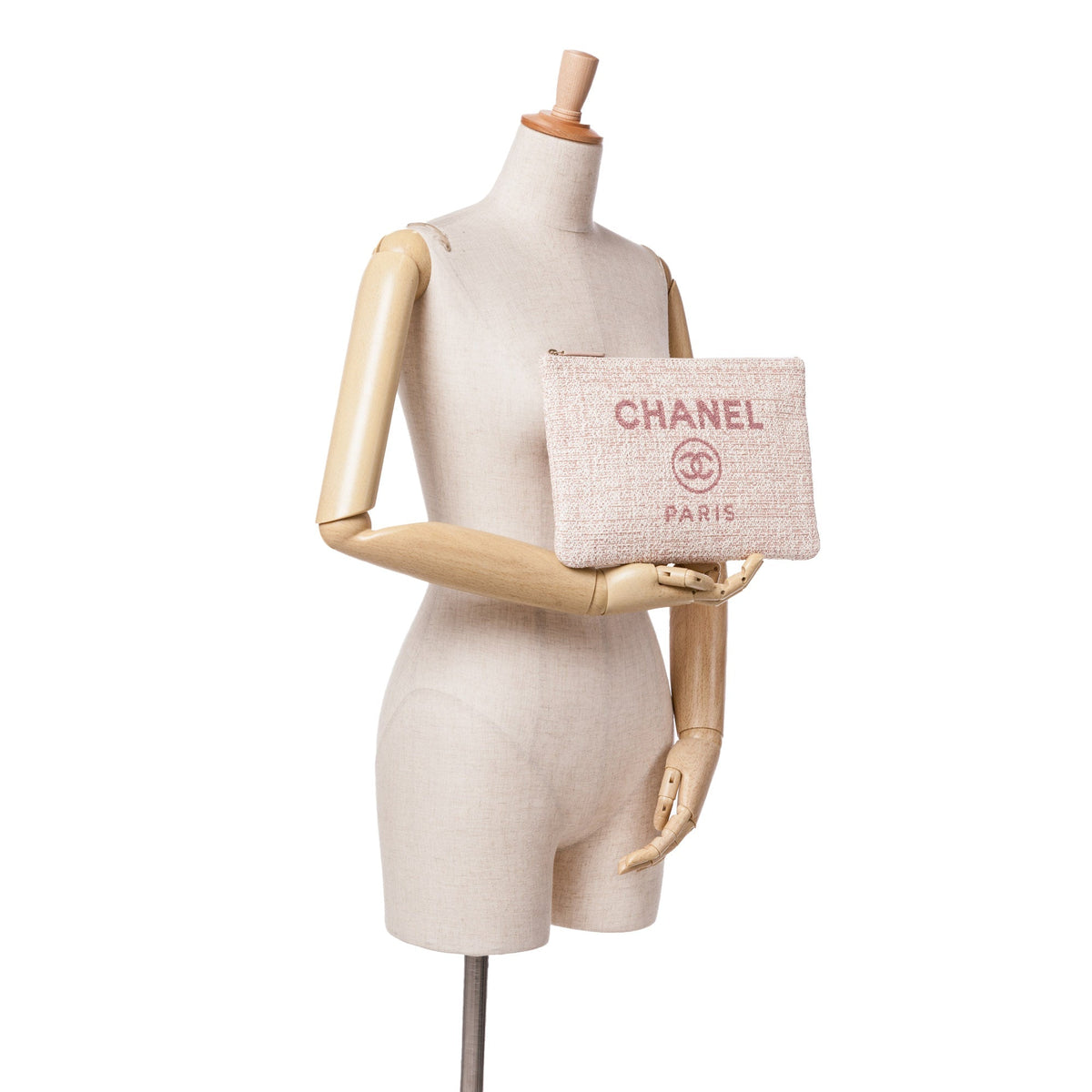 Pink Chanel Medium Tweed Deauville O Case Clutch Bag