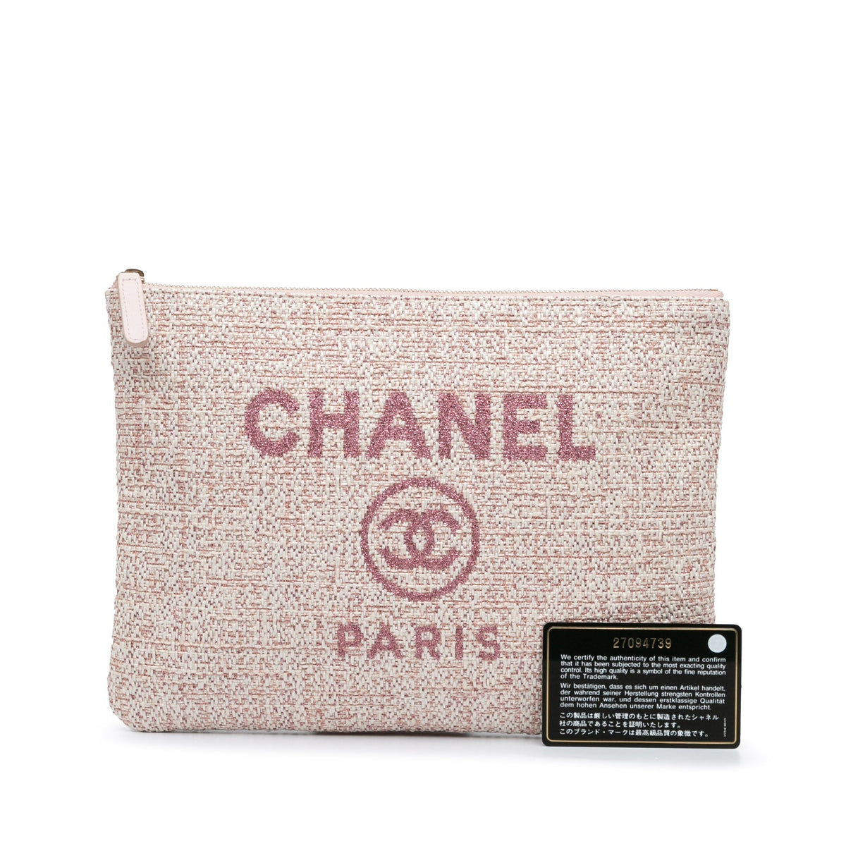 Pink Chanel Medium Tweed Deauville O Case Clutch Bag
