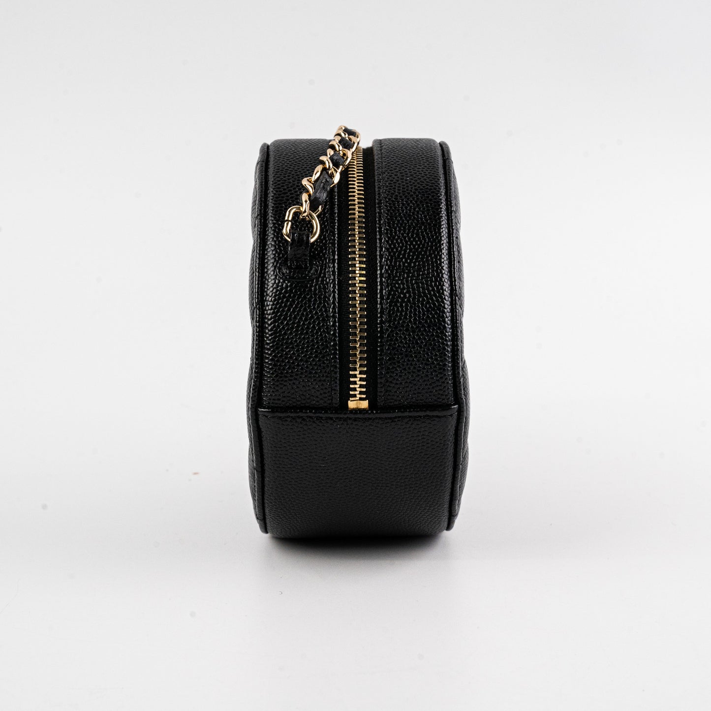 Chanel Mini Round Caviar Crossbody Bag Black