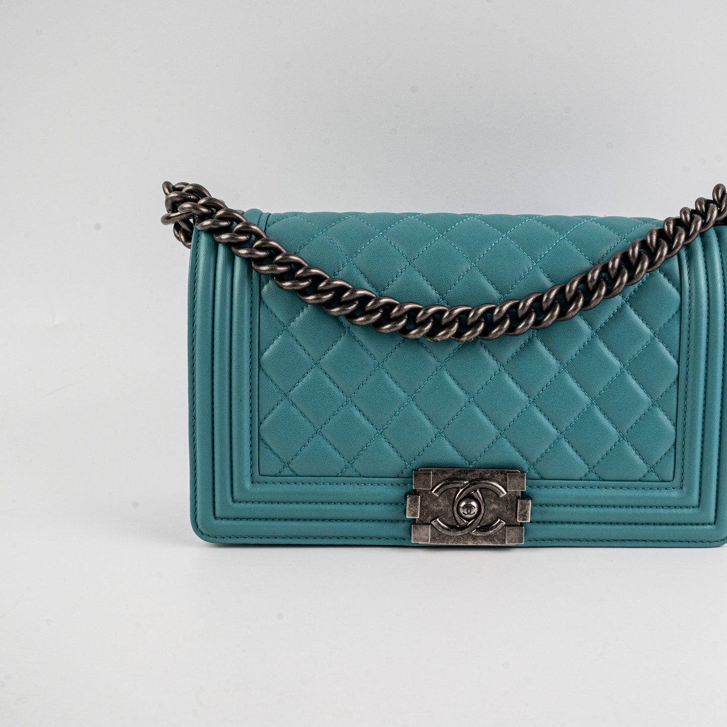 Chanel Old Medium Boy Blue Crossbody Bag