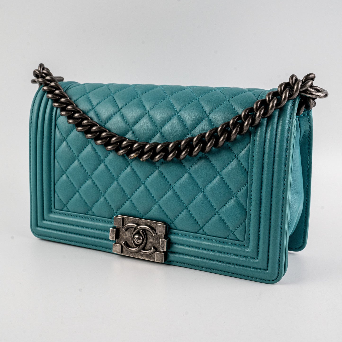 Chanel Old Medium Boy Blue Crossbody Bag