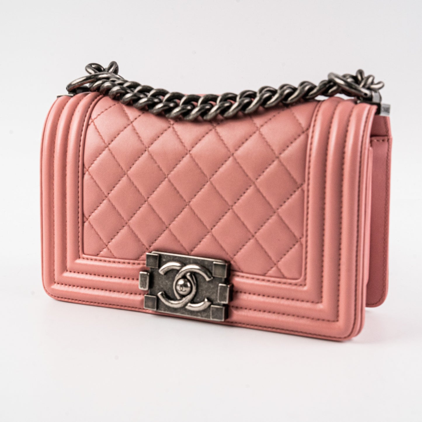 Chanel Small Lambskin Boy Pink Crossbody Bag