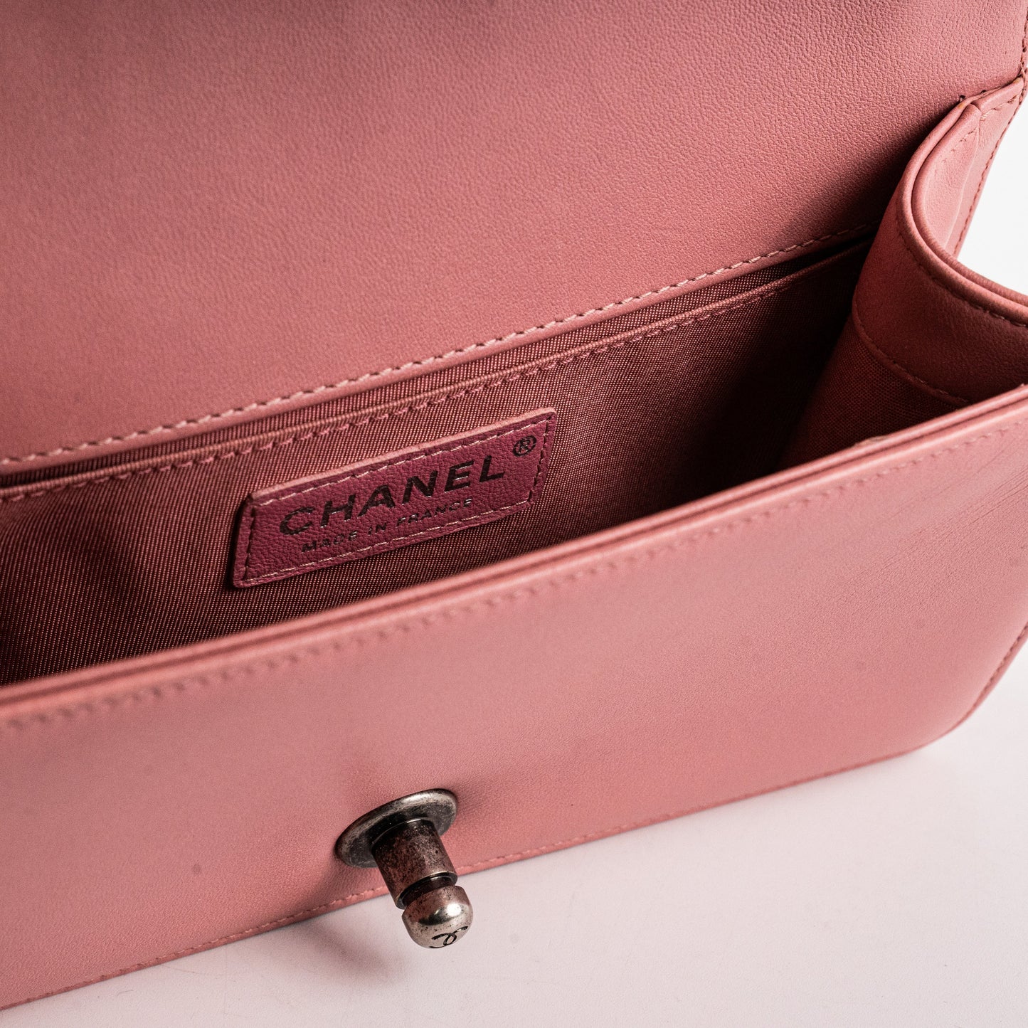 Chanel Small Lambskin Boy Pink Crossbody Bag