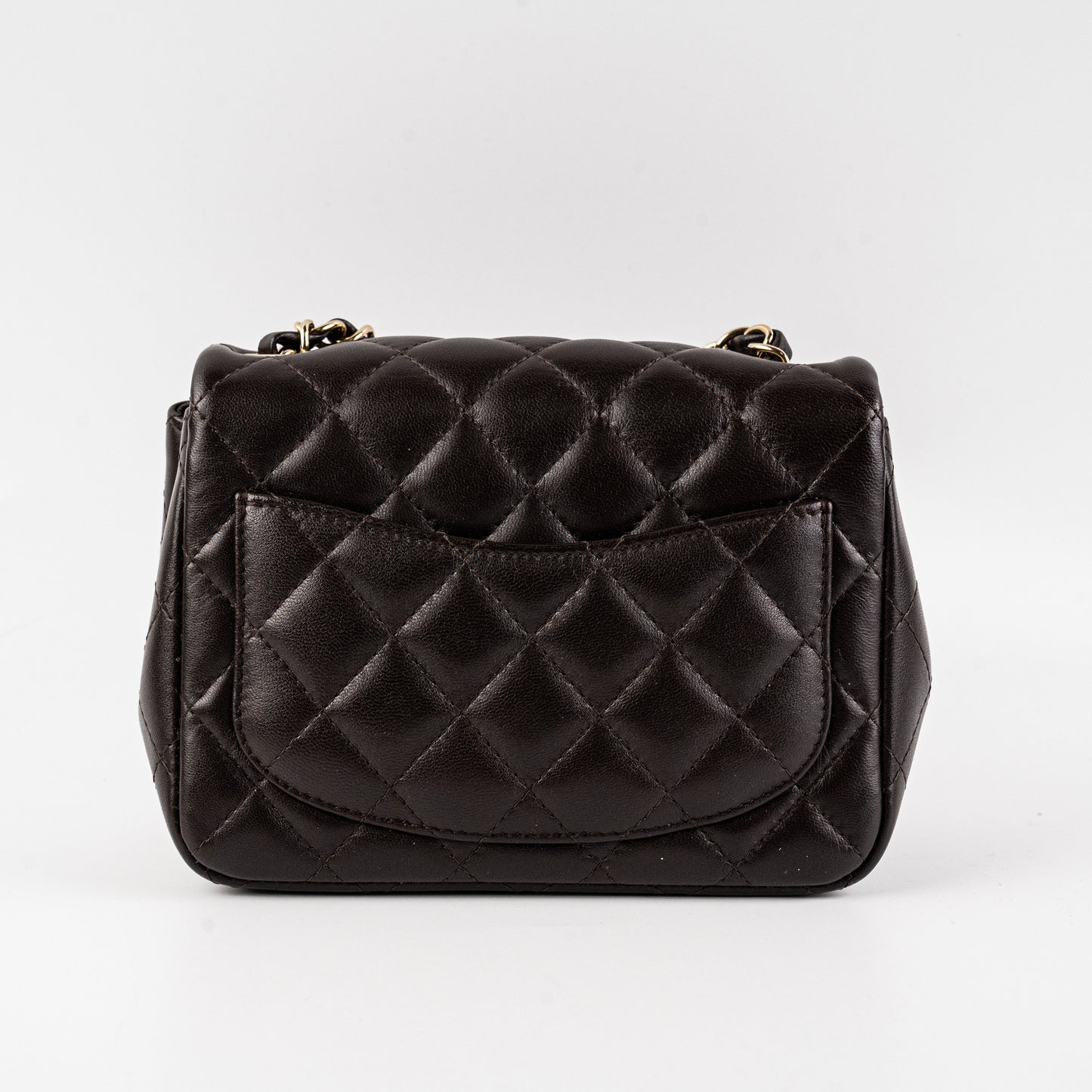 Chanel Square Mini Lambskin Dark Brown Crossbody Bag - Microchipped