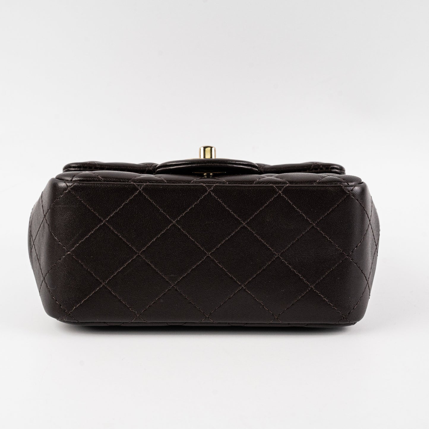 Chanel Square Mini Lambskin Dark Brown Crossbody Bag - Microchipped