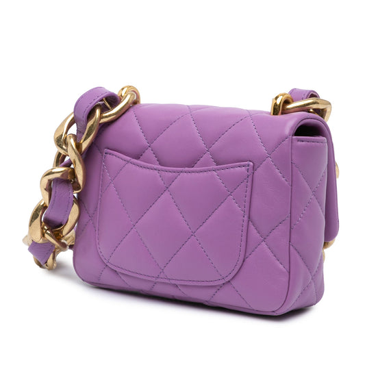Purple Chanel Mini Quilted Lambskin Funky Town Flap Shoulder Bag
