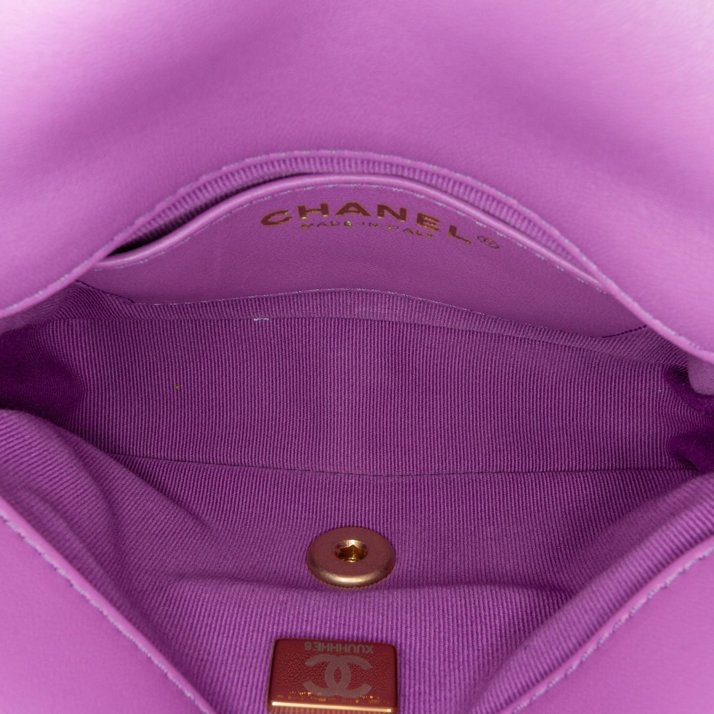Purple Chanel Mini Quilted Lambskin Funky Town Flap Shoulder Bag