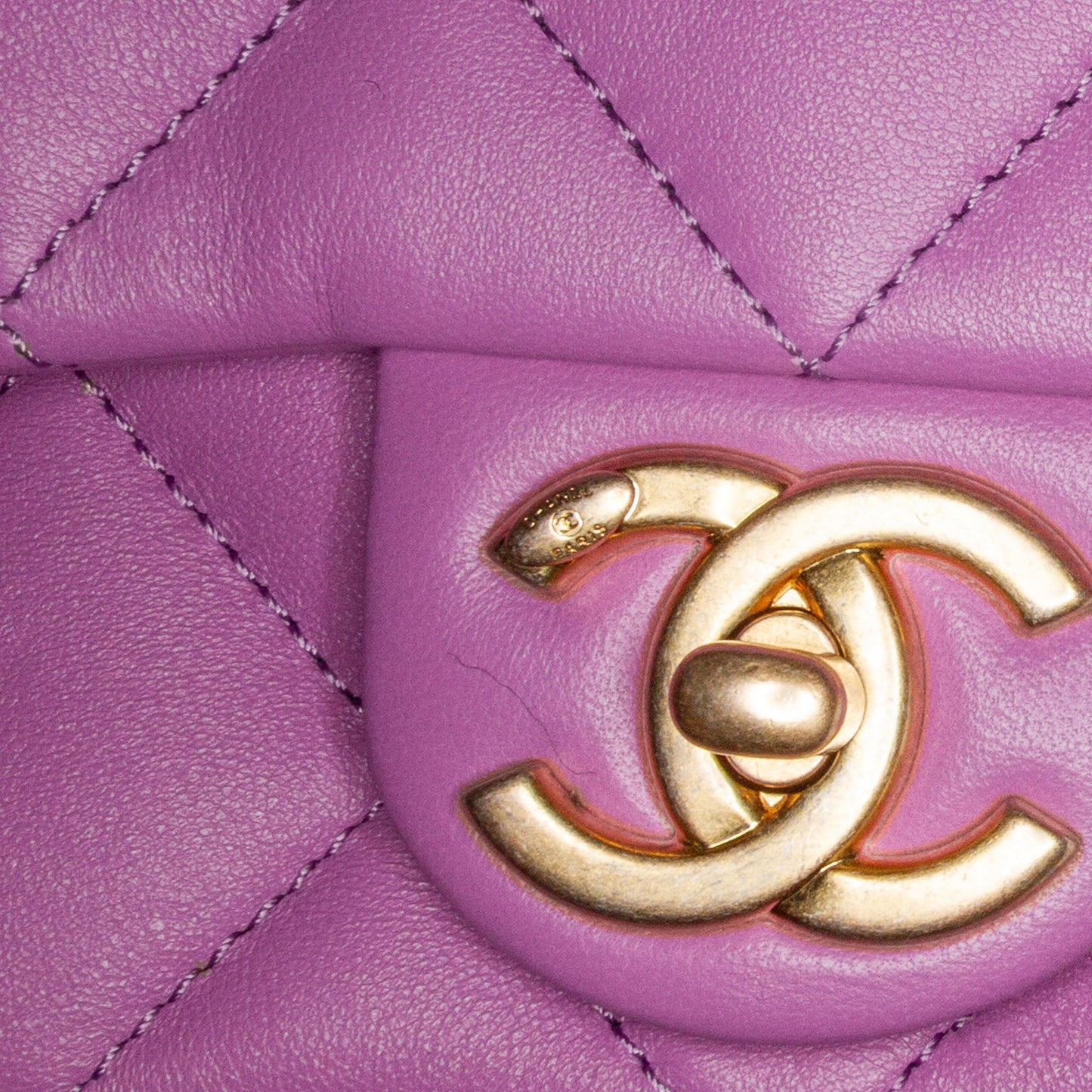 Purple Chanel Mini Quilted Lambskin Funky Town Flap Shoulder Bag