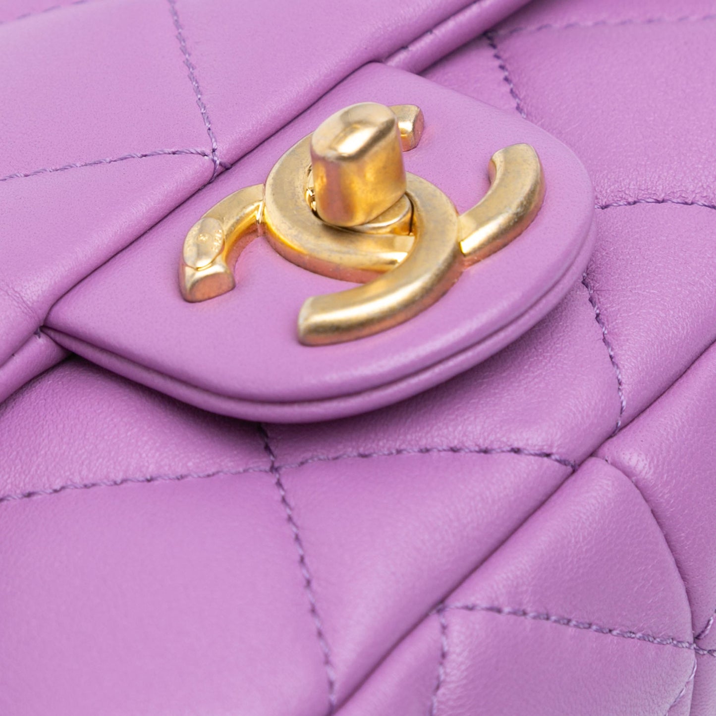 Purple Chanel Mini Quilted Lambskin Funky Town Flap Shoulder Bag