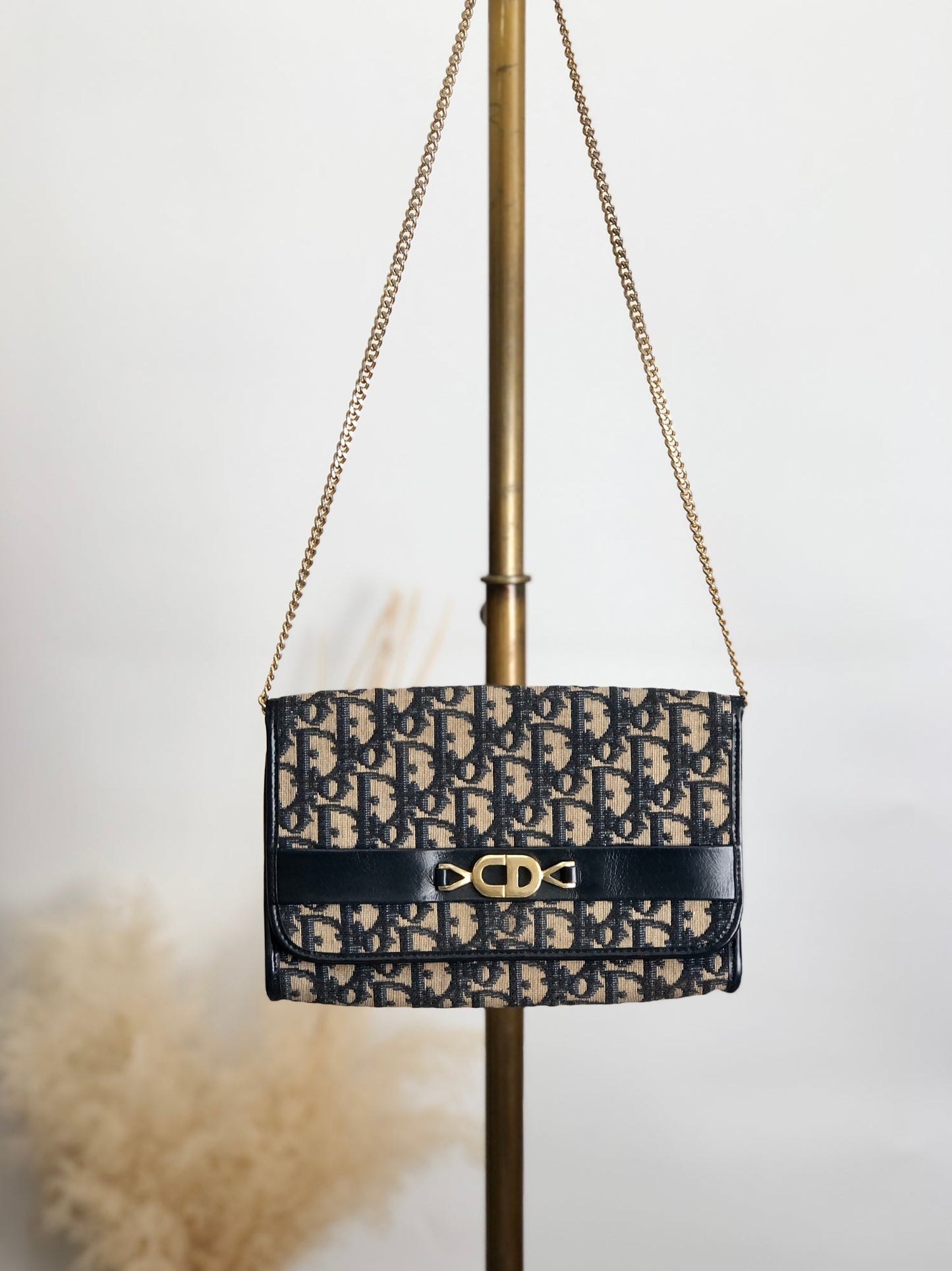 Christian Dior Trotter Chain Shoulder bag Navy Vintage r754bh